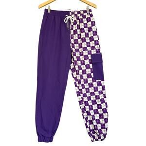 ROMWE Purple and White Checkered Ankle Pants